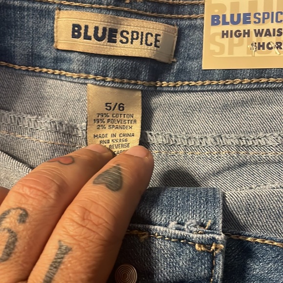 Blue Spice High Waist Jean Shorts - Picture 5 of 5